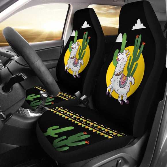 Funny Alpaca With Cactus Car Seat Covers 212003 - YourCarButBetter