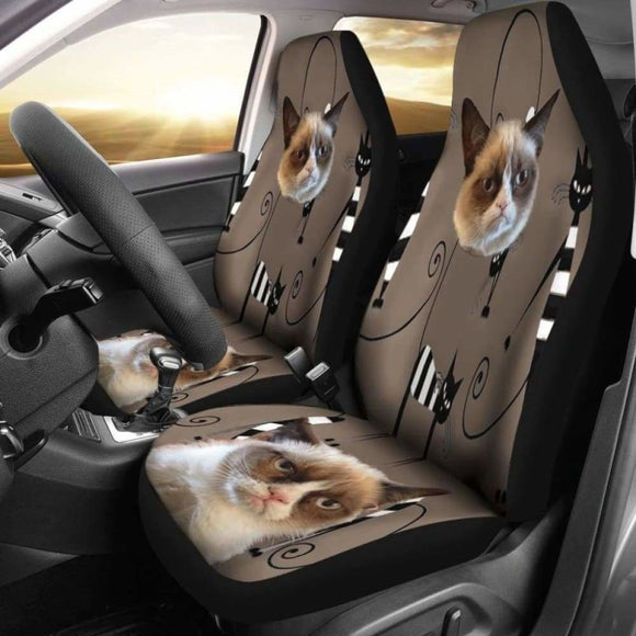 Funny Cat Face Car Seat Cover 112428 - YourCarButBetter