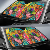 Funny Colorful Pitbull Car Auto Sun Shades 211301 - YourCarButBetter
