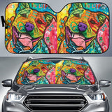 Funny Colorful Pitbull Car Auto Sun Shades 211301 - YourCarButBetter