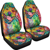 Funny Colorful Pitbull Car Seat Covers 211301 - YourCarButBetter