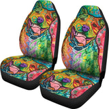 Funny Colorful Pitbull Car Seat Covers 211301 - YourCarButBetter