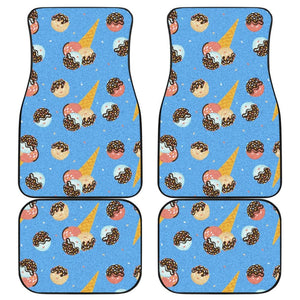 Funny Cute Ice Cream Blue Background Car Floor Mats 211703 - YourCarButBetter