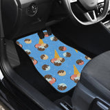 Funny Cute Ice Cream Blue Background Car Floor Mats 211703 - YourCarButBetter