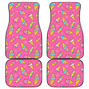 Funny Cute Ice Cream Pink Background Car Floor Mats 211703 - YourCarButBetter