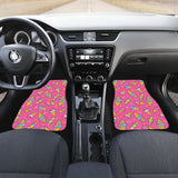 Funny Cute Ice Cream Pink Background Car Floor Mats 211703 - YourCarButBetter