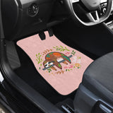 Funny Floral Sloth Can Sleep All Day Car Floor Mats 211001 - YourCarButBetter