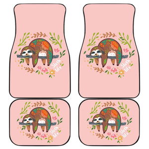 Funny Floral Sloth Can Sleep All Day Car Floor Mats 211001 - YourCarButBetter