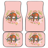 Funny Floral Sloth Can Sleep All Day Car Floor Mats 211001 - YourCarButBetter