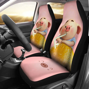 Funny Pig Drinking Orange Juice Car Seat Covers 03 221205 - YourCarButBetter