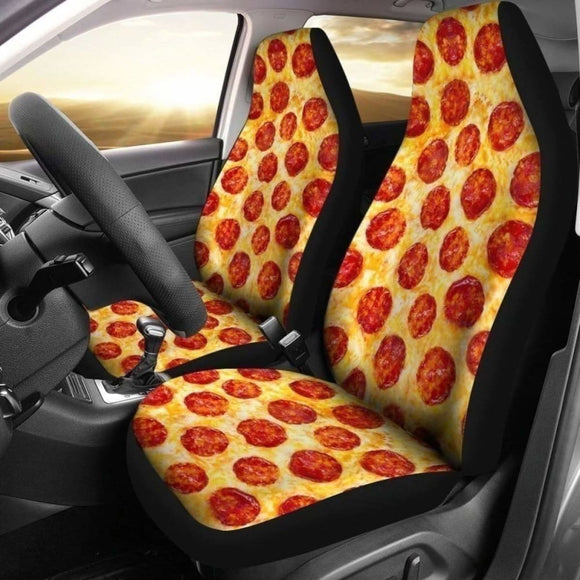Funny Pizza Pepperoni 2 Car Seat Covers 142711 - YourCarButBetter