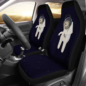 Funny Sloth Listening To Music On Headphones Car Seat Covers 144902 - YourCarButBetter