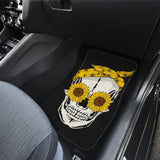 Funny Sunflower Skull Gift For Women Cool Skeleton Bandana Car Floor Mats 212103 - YourCarButBetter
