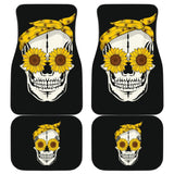 Funny Sunflower Skull Gift For Women Cool Skeleton Bandana Car Floor Mats 212103 - YourCarButBetter