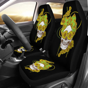 Funny Sunflower Skull Gift For Women Cool Skeleton Bandana Car Seat Covers 1 212103 - YourCarButBetter