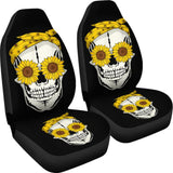 Funny Sunflower Skull Gift For Women Cool Skeleton Bandana Car Seat Covers 212103 - YourCarButBetter