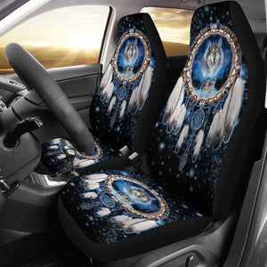 Galaxy Wolf Dreamcatcher Native American Car Seat Covers 093223 - YourCarButBetter