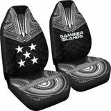 Gambier Island Car Seat Cover - Gambier Island Flag Polynesian Chief Tattoo Black Version - 10 174914 - YourCarButBetter