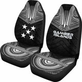 Gambier Island Car Seat Cover - Gambier Island Flag Polynesian Chief Tattoo Black Version - 10 174914 - YourCarButBetter