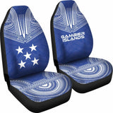 Gambier Island Car Seat Cover - Gambier Island Flag Polynesian Chief Tattoo Blue Version - 10 174914 - YourCarButBetter