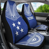 Gambier Island Car Seat Cover - Gambier Island Flag Polynesian Chief Tattoo Blue Version - 10 174914 - YourCarButBetter