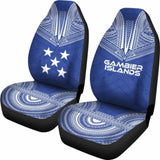 Gambier Island Car Seat Cover - Gambier Island Flag Polynesian Chief Tattoo Blue Version - 10 174914 - YourCarButBetter