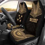 Gambier Island Car Seat Cover - Gambier Island Flag Polynesian Chief Tattoo Gold Version - 10 174914 - YourCarButBetter