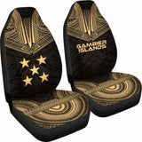 Gambier Island Car Seat Cover - Gambier Island Flag Polynesian Chief Tattoo Gold Version - 10 174914 - YourCarButBetter