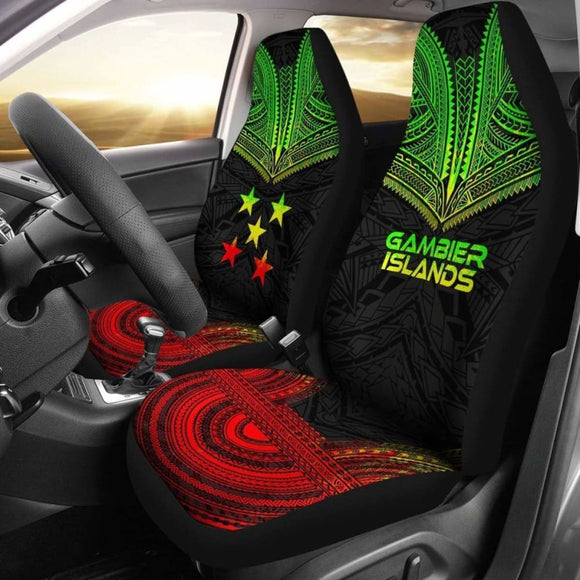 Gambier Island Car Seat Cover - Gambier Island Flag Polynesian Chief Tattoo Reggae Version - 10 174914 - YourCarButBetter