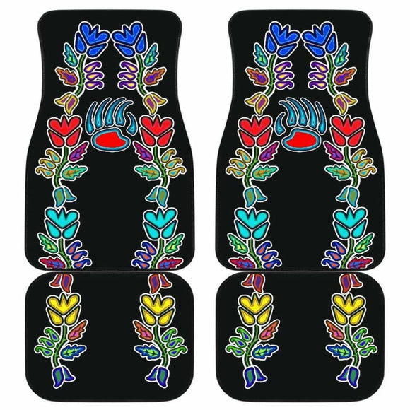 Generations Floral Black With Bearpaw Front And Back Car Mats (Set Of 4) 153908 - YourCarButBetter