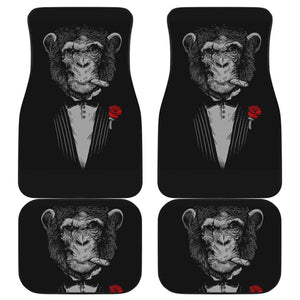 Gentle Monkey Smoking With Rose Car Floor Mats 211804 - YourCarButBetter