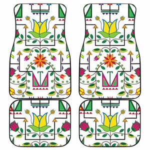 Geometric Floral Summer-White Set Of 4 Car Floor Mats 153908 - YourCarButBetter