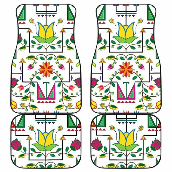 Geometric Floral Summer-White Set Of 4 Car Floor Mats 153908 - YourCarButBetter