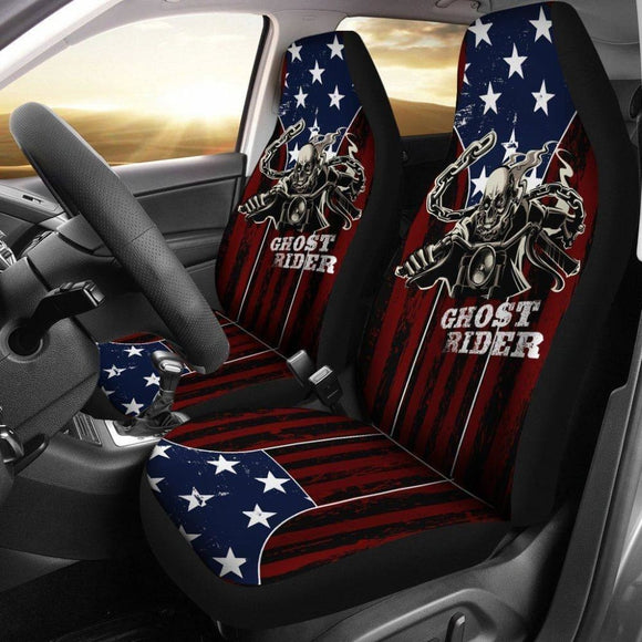 Ghost Rider Car Seat Covers American Flag Background 094209 - YourCarButBetter