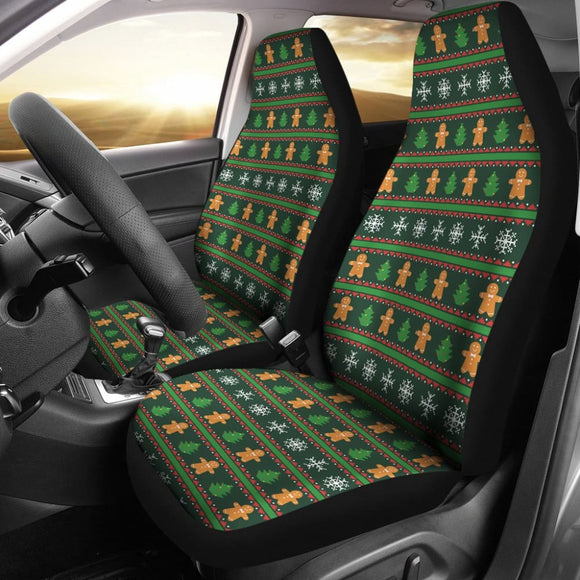 Gingerbread Man Chirstmas Pattern Print Car Seat Covers 211201 - YourCarButBetter
