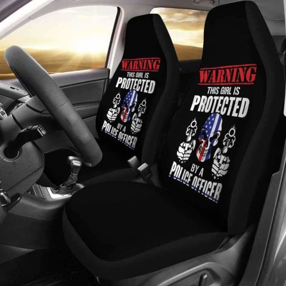 Girl Is Protected By A Police Officer Car Seat Covers 101819 - YourCarButBetter