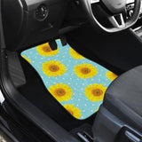 Girly Burlap Design With Sunflower Pattern Car Floor Mats 211406 - YourCarButBetter