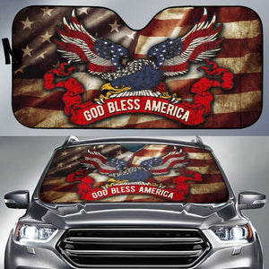 God Bless America Flag Day Auto Sun Shade 460402 - YourCarButBetter