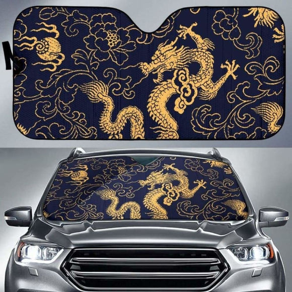 Gold Dragon Pattern Car Auto Sun Shades 172609 - YourCarButBetter
