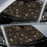 Gold Peacock Feather Pattern Car Auto Sun Shades 085424 - YourCarButBetter