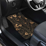 Gold Peacock Feather Pattern Front And Back Car Mats 181703 - YourCarButBetter