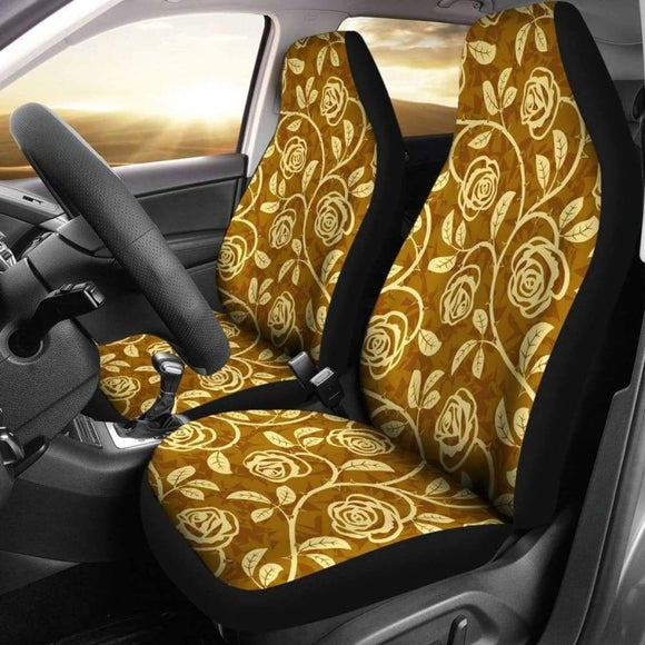 Gold Rose Pattern Car Seat Cover 210705 - YourCarButBetter