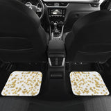 Gold Stars On White Front And Back Car Mats 101819 - YourCarButBetter