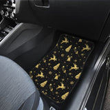 Golden Christmas Reindeer And Snowflake Car Floor Mats 210601 - YourCarButBetter