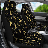 Golden Christmas Reindeer And Snowflake Car Seat Covers 210601 - YourCarButBetter