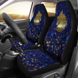 Golden Horse On Blue Car Seat Covers 184610 - YourCarButBetter