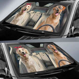 Golden Retriever 2 Auto Sun Shade 172609 - YourCarButBetter