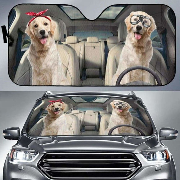 Golden Retriever 3 Auto Sun Shade 172609 - YourCarButBetter