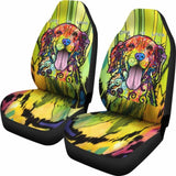 Golden Retriever Design Car Seat Covers Colorful Back 211102 - YourCarButBetter