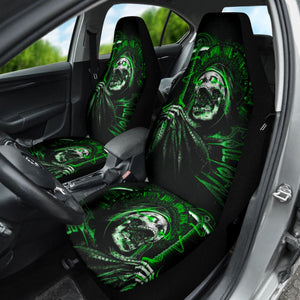 Gothic Green Skull Car Seat Covers 210201 - YourCarButBetter